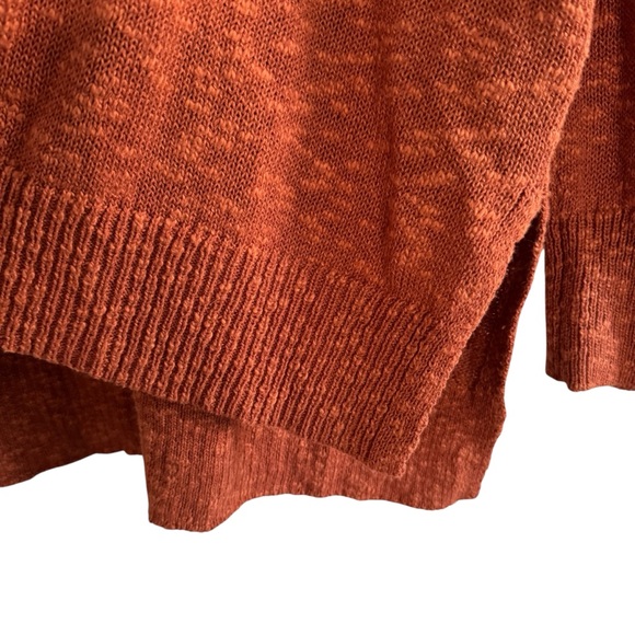 Rachel Zoe Burnt Orange Sweater Long Tunic Knit Pullover Linen Blend Boho M - Picture 4 of 9